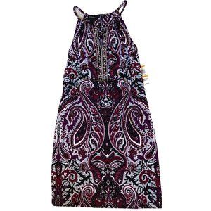 INC Purple Paisley Keyhole Sheath Dress